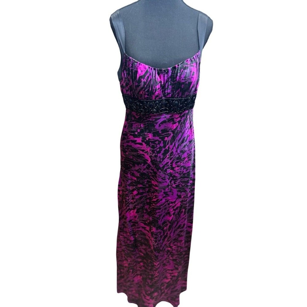 House of Deréon Black Purple Beaded Waist Maxi Dress Women's Size 12 EUC